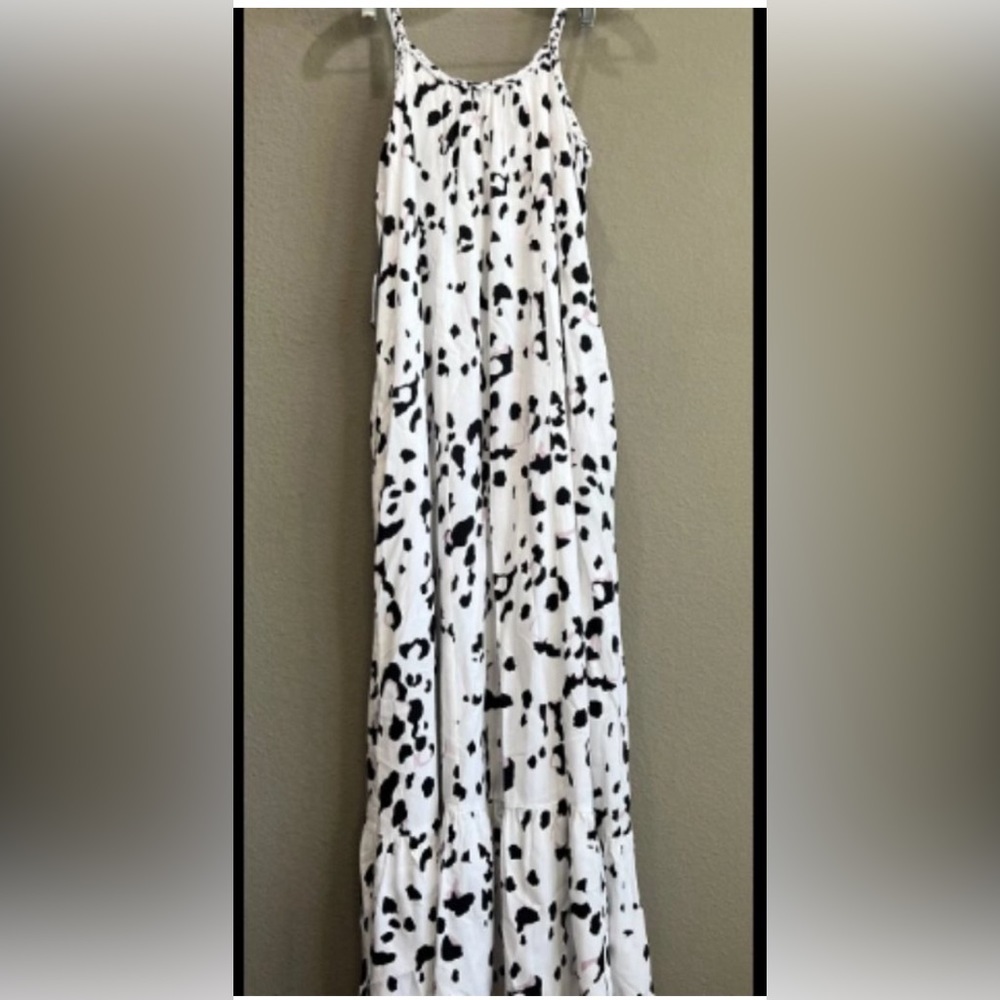 Tribal Femme Black Pink White Leopard Print Lined Midi Maxi Boho Dress NWT - Picture 3 of 9